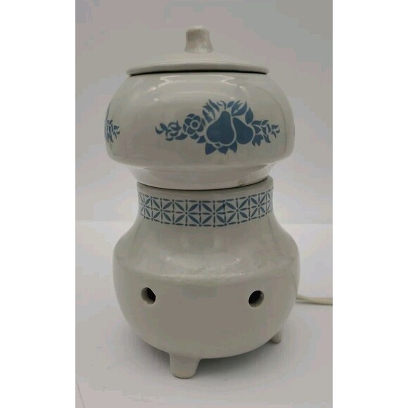 Robeson Wax Melt Candle Potpourri Warmer 7” Electric Vintage Beige Blue - Picture 1 of 11